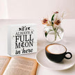 Rustic Full Moon Bathroom Wood Box Sign - It Is Always A Full Moon In Here, Humor Toilet Accessories Wood Plaque, Woods Table Decorative Signs for Office Home Dorm Tabletop Shelf Decoration