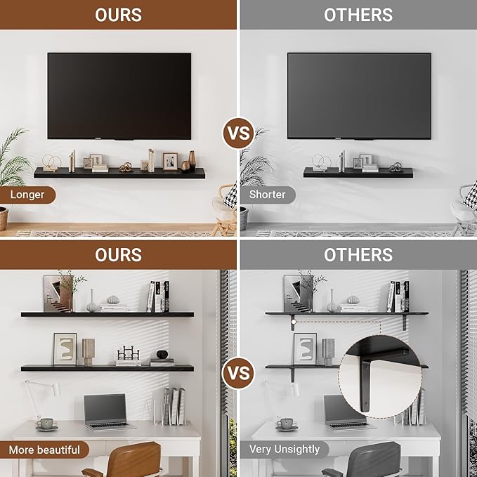 Heimlove 32 Inch Floating Shelves for Wall,Black 9.3