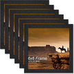 A PLUS MAX Square 6x6 Frame Set of 6, Black Engineered Wood Picture Frame for 6 x 6 Picture Poster Photo, Light Weight 6by6 Frame with Wood-grain for Wall - 6 Pack/Black/6