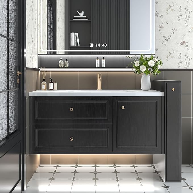 Abyssaly Peel and Stick Wallpaper Black Wood Contact Paper Decorative Self-Adhesive Film for Surfaces Easy to Clean Thickening Upgrade Increase Stomata and Reduces Bubble Generation 11.8 in X 78.7 in