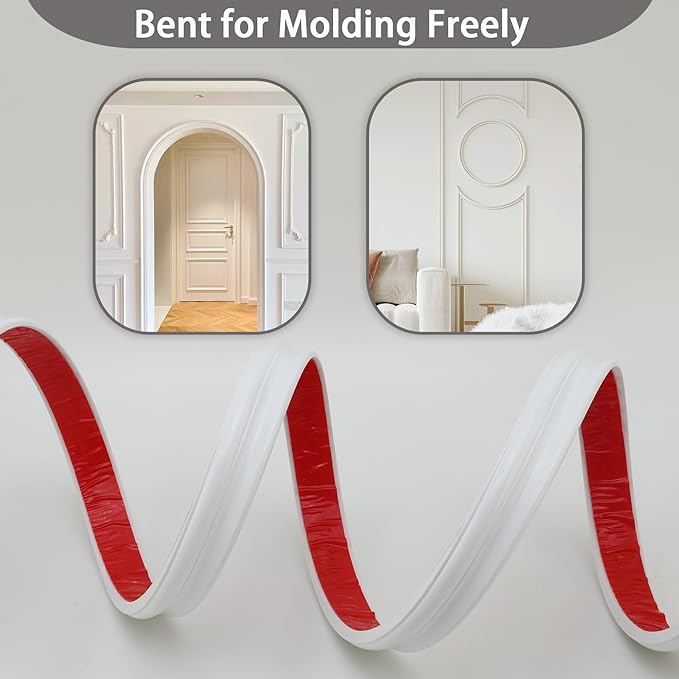 Peel and Stick Wall Molding, Chair Rail Wainscoting Panel, Finish Trim for Home Decoration (Paintable White, 9.8ft x 2.4in)