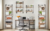 YMYNY Industrial Pipe Ladder Shelf, 6-Tier Wall Mounted Bookcase with Metal Frame, 78.7