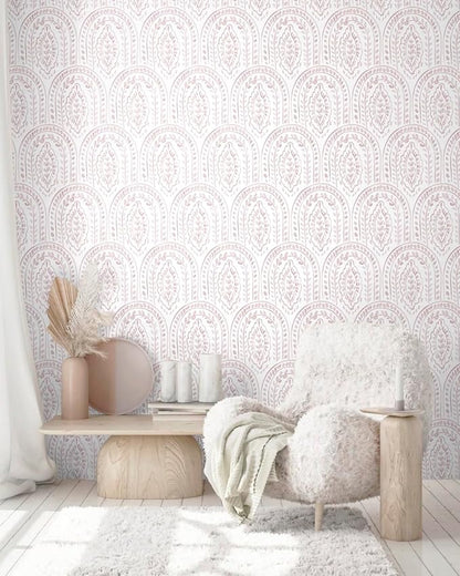 EeeComing Pink Peel and Stick Wallpaper Boho Wall Paper Peel and Stick Modern Contact Paper Self Adhesive Wallpaper for Bedroom and Bathroom Removable Cabinet Shelf Liner Vinyl 17.3”X118.1”