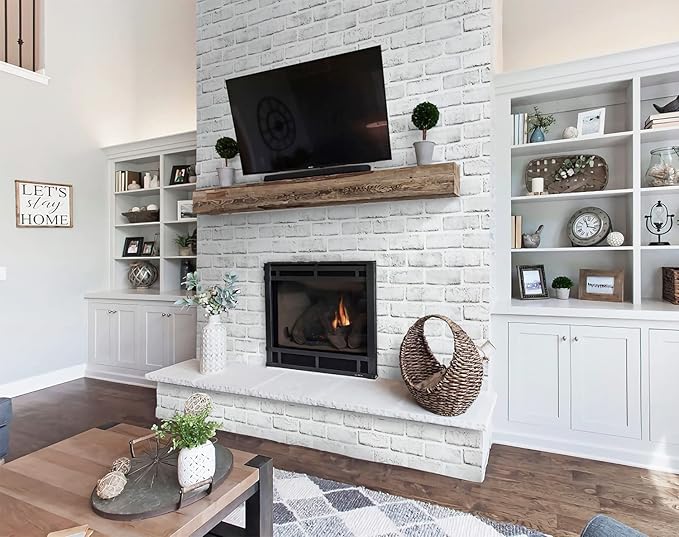Timeet Peel and Stick Wallpaper Brick Contact Paper White Grey 3D Wall Paper Self Adhesive Removable for Bedroom Bathroom Living Room Decoration 17.7in x 78.7in
