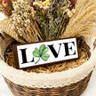 Love Wooden Table Sign, Lucky Clover Home Decor, Shelf Decoration, St. Patrick's Day Themed Decors for Cafe Shop Coffee Bar, Farmhouse Decor for St. Patrick's Day, 9.5x3.1x1 inches