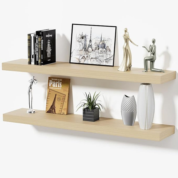 Floating Shelves for Wall, Bathroom Shelves Over Toilet, Wall Shelves & Book Shelf for Room, Hanging Shelf, Modern Wooden Mounted Floating Shelves, 36x7x1.5 in (Oak, Set of 2)