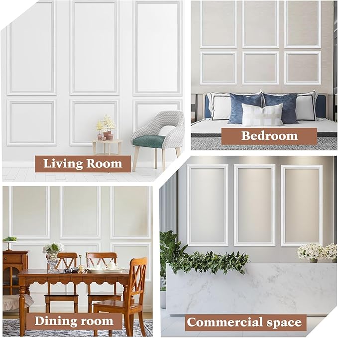 3 Set Peel and Stick Wall Molding Kit,Pre-Cut Wall Panels for Interior Wall Decor,Premade Wainscoting Panels Peel and Stick,Accent Wall Panel for Living Room Bedroom Decor