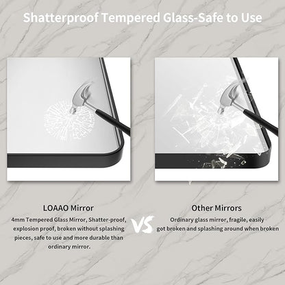 LOAAO 40X30 Inch Black Metal Framed Bathroom Mirror for Wall, Matte Black Bathroom Vanity Mirror Farmhouse, Large Rounded Rectangle Mirror, Anti-Rust, Tempered Glass, Hangs Horizontally or Vertically