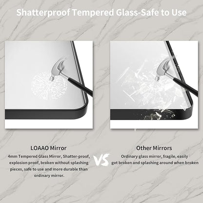 LOAAO 48x36 Inch Black Metal Framed Bathroom Mirror for Wall, Matte Black Bathroom Vanity Mirror Farmhouse, Large Rounded Rectangle Mirror, Anti-Rust, Tempered Glass, Hangs Horizontally or Vertically