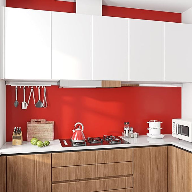 Livelynine 24 X 394 Wide Red Peel and Stick Wallpaper Removable Kitchen Cabinet Contact Paper Waterproof Renter Friendly Counter Top Covers Matte Red Vinyl Wrap for Cabinets Bathroom Living Room Wall
