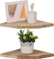Corner Wall Shelves Set of 2, Rustic Wood Corner Floating Shelves with Cable raceway, Wall Mount Storage Display for TV Accessories, Baby Monitor, Speaker, Cable Box (Carbonized, Diamond- 10 Inch)