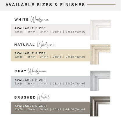 MCS Ezra 34.66x44.66 Large Wall Mirror, Gray Woodgrain & Beveled Mirror, Vertical & Horizontal Wall Hanging Mirror for Bathroom, Bedroom & Livingroom