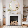 Round Wall Mirror 24 Inch Gold Vanity Mirror with Metal Frame, Modern Circle for Bathroom, Entryway, Bedroom, Living Room, Wall Mounted Decorative Mirrors