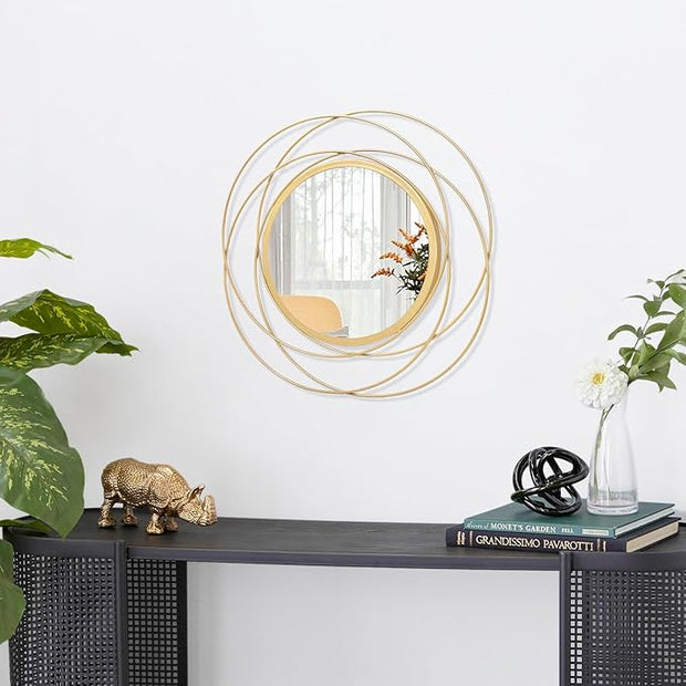 Mirrors for Wall Gold Circular Art Classic Metal Iron Frame Wall Mirror Decor Living Room Bedroom Bathroom Office Farmhouse Entryway Small 12” x 12”