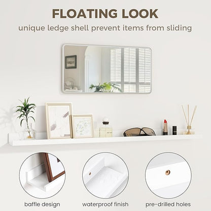 Axeman Picture Ledge Shelf | 24 Inch Floating Shelves Set of 2 | White Wall Shelves with Lip | White Picture Shelf for Wall with Ledge | Photo Ledges 24 Inch
