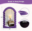 Wavy Mirror Wall Decor for Girly Nursery Bedroom, Small Decorative Irregular Mirrors for Modern Vintage Home Office Living Room Housewarming Birthday Gift, Unique Hanging Art Accent (Purple)
