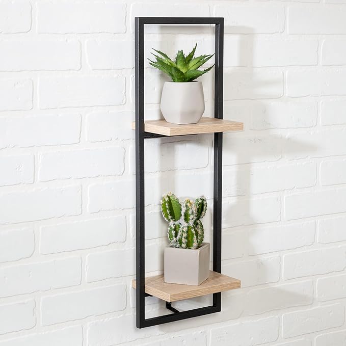 Honey Can Do Double Floating Wall Shelf SHF-08572 Natural