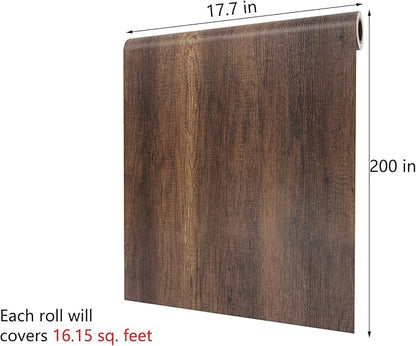 Decotalk 200"x17.7" Wood Grain Contact Paper Wooden Contact Paper for Cabinets Removable Vinyl Wrap Wood Decorative Peel and Stick Woods Wallpaper Self Adhesive Wooden Look Wallpaper for Countertops