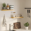24 Inch Floating Shelves for Wall, Wooden Wall Mounted Display Shelves with Invisible Brackets for Living Room, Bedroom, Bathroom, Kitchen Decor and Storage, Set of 2, Oak