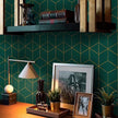 Safiyya Peel and Stick Wallpaper Gold and Dark Green Wall Paper Geometric Contact Paper Self Adhesive Removable Wallpaper for Walls Vinyl Roll 118