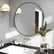 BEAUTYPEAK 24 Inch Round Mirror, Metal Frame Circle Mirror, Wall Mounted for Entryway, Bathroom, Vanity, Living Room, Black
