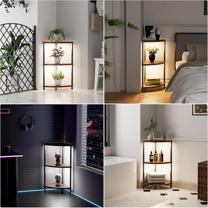 2-Pack Under Shelf Lighting for 3 Tier Corner Shelf Stand,Ultra-Bright 10 Dimmable Slim Stick on Lights,3-Color Timer 3/9/12H,Decor Lights for Living Room, Bedroom,Kitchen Storage Display Rack