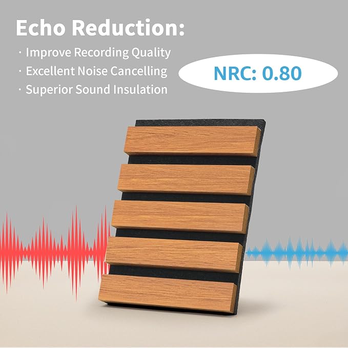 Art3dwallpanels Wood Slat Wall Panel, 108'' x 13'' Wood Panels for Wall 2 Pack 3D Soundproof Wall Panels, Large Acoustic Panels for Interior Ceiling and Wall Decor Noise Reduction,Red Oak