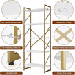 Shintenchi 2 Pieces 5 Tiers Bookshelf, Classically Tall Bookcase Shelf, Industrial Book Rack, Modern Book Holder in Bedroom/Living Room/Home/Office, Storage Rack Shelves for Books/Movies-Gold