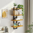 Floating Shelves, Set of 2 Wall Shelves, 2-Tier Wall Mounted Storage Shelves, Adjustable Floor Height, Hanging Bathroom Shelves, for Living Room, Bedroom, Bathroom, Kitchen, Rustic Brown and Black