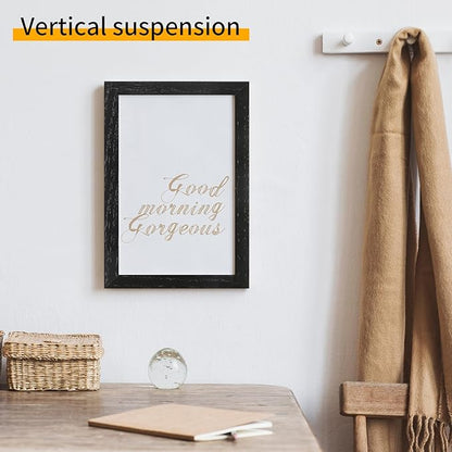 puthiac 5x7 Solid Oak Wood Picture Frame, Fits 4x6 with Mat or 5x7 Without Mat, Wall or Tabletop Display with Stand, Vertical or Horizontal, Plexi Front, 3 Pack, Black