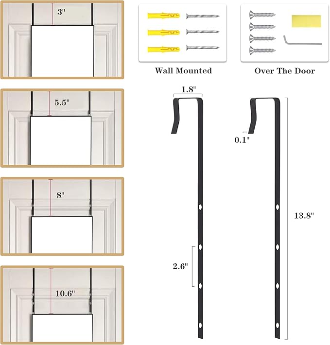 Full Length Door Mirror 14x48, Metal Frame with Protective Film, No-Drilling Hanging or Wall Mount (Horizontal/Vertical), Hooks & Hardware Included, Full Body Mirror for Bedroom, Dorm, Black