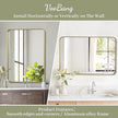 VooBang Bathroom Mirror 20x30 inch, Gold Gorgeous Deep Frame Wall Mirror, Modern Round Corner Bathroom Vanity Mirror for Bedroom, Living Room, Hanging or Leaning Horizontal or Vertical, Gold