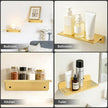 SMILECAT 7inch Small Floating Book Shelves for Wall Storage Set of 2.Wall Mounted Command Shelf for Bathroom,Bedroom,Living Room, Mini Tiny Display Hanging Shelves for Storage/Perfume/Room Decor.Gold