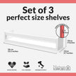 NATURE SUPPLIES Set of 3, 23.1 Inches, Natural Wood Floating Shelves for Wall, Kids Bookshelf for Bedroom, Nursery Storage, Decorative Wall Shelves for Kids Rooms - White