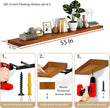 IAE Floating Wall Shelves 55 inch,Bathroom Shelving Wall Mounted,Invisible Shelf Floating Kitchen Shelves,Wooden Wall Shelf with Brackets for Living Room Wall Mounted,Easy Install,Set of 2,Teak
