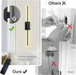 Battery Operated Wireless Wall Sconce - Modern Rechargeable Led Sconces in Black Gold Silver - Bedroom Decor Stick On Lights Set of 2 - Long Indoor Living Room Bathroom Remote Wall Light