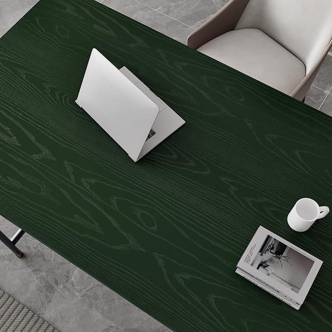 Wallercity Dark Green Wood Grain Wallpaper Blackish-Green Peel and Stick Countertops Contact Paper Deep Green Wood Look Contact Paper Thicken Textured Vinyl Film for Desk Cabinets Decor 15.8''x78.7''