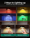 2-Pack Puck Lights with Remote, 1800mAh Rechargeable Under Cabinet Lighting, 3 Color Temps & 7 RGB Colors, Long-Lasting Dimmable Stick-On Lights for Cabinet, Kitchen, Shelf, Party