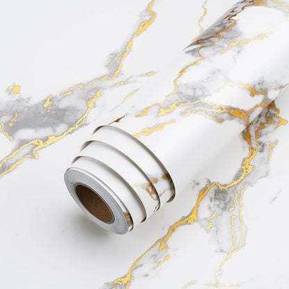 LACHEERY Kitchen Counter Top Peel and Stick Waterproof 24 x 317 Inch Thick White Marble Contact Paper Peel and Stick Marble Countertop Wallpaper for Bathroom Countertops Self Adhesive Vinyl Wrap Roll