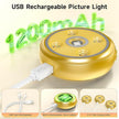 3 Pack Picture Light for Wall with 1200mAh Rechargeable Battery Operated Lights Remote Dimmable Timer Painting Light Magnetic 3 Adjustable Lighting RGB Modes Wall Decor Lights for Living(Gold)