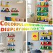 Scalloped Shelves - Set of 4 Acrylic Floating Book Shelves 17inch, Colorful Wall Book Shelf for Room, Scalloped Wall Shelves for Bedroom and Playroom Storage