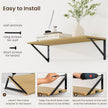 Fun Memories Deep Floating Shelves for Wall, 24W x 8D Wall Mounted Shelves Set of 2, Wide Display Ledge Shelf with Sturdy Metal Brackets for Living Room, Bathroom, Bedroom and Kitchen, Oak