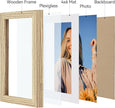 Vittanly 5x7 Picture Frame Set of 4, Display Pictures 4x6 with Mat or 5x7 without Mat, Small Photo Frames for Wall or Tabletop Display, Engineered Wood with Shatter Resistant Plexiglass, Natural