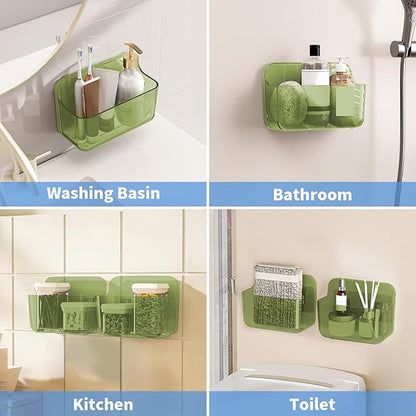 Diesisa 2pc Acrylic Wall Mount Organizer, Adhesive Cabinet Door Organizer,Acrylic Bathroom Shelves for Wall,No Drilling Hang Walls,with Self Adhesive Tape, for Bathroom, Kitchen, Living Room-Green