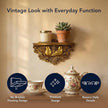 American Art Decor Vintage Ornate Resin Birds Scroll Manor Floating Wall Mounted Shelf in Antique Gold - Rococo Baroque Shabby Chic Ledge Display Shelf for Small Decor, Keys, Plants & Keepsakes