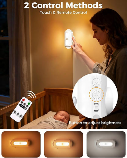 Motion Sensor Wall Light, Rechargeable Wireless Sconce Set of 2, Wireless No Hardwire 3CCT Wall Lamps, Magnetic Battery Operated Indoor Lighting for Hallway, Stairs, Bedroom, Bathroom, Closet Decor
