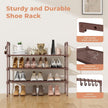 3 Tier Shoe Rack for Closet Shoe Organizer with 5 Hooks, Long Shoe Shelf Storage for Shoe and Boot Stackable Free Standing Shoe Rack for Entryway, Garage, Small Spaces, Dorm, Brown