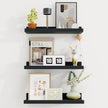 Axeman Picture Ledge Shelf | 16 Inch Black Floating Shelves Set of 3 | Rustic Wood Wall Shelves with Lip | 16