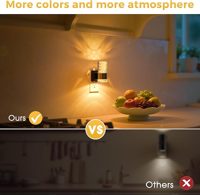 L LOHAS LED Night Light, Night Lights Plug into Wall, 2 Pack 10-Color RGB Change Nightlights,10/50/100LM Adjustable Automatic Nightlights Plug in with Dusk to Dawn Sensor for Room Bathroom Hallway