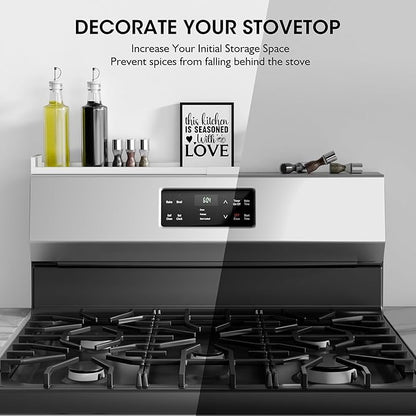 Bumusty 4X Strong Magnetic Rack for Stove Top, 30" Adjustable Oven Spice Rack, Seasoning Organizer Kitchen Shelves, Matte White